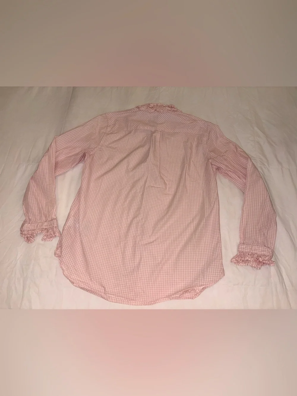 J.Crew Classic-Fit Ruffleneck Gingham Shirt Pink – Size 4